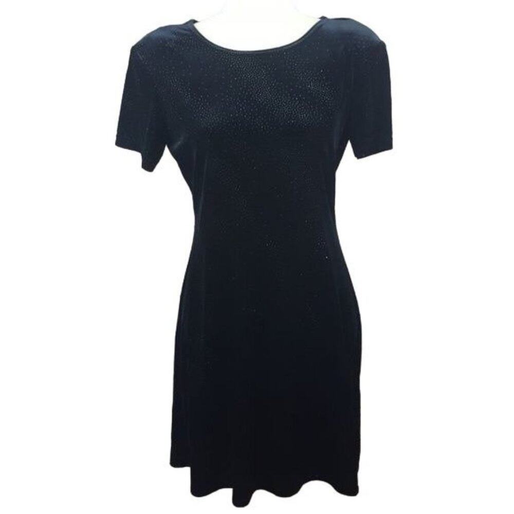 Vintage Molly Malloy velvet feel sparkle throughout short sleeve dress woman's 8